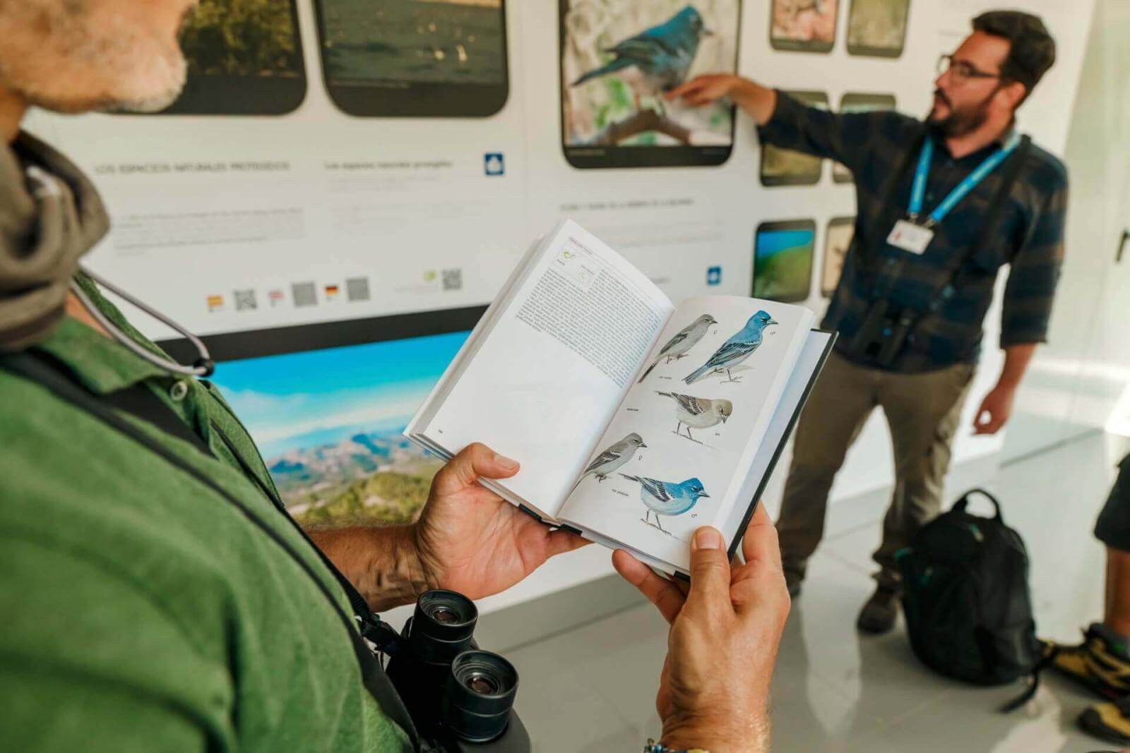 En specialiserad lokalguide som berättar om tolkningscentrum för fåglar.